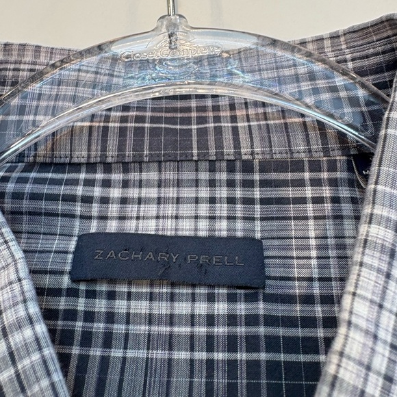Zachary Prell Grey and Black Plaid Casual Button Down Shirt - Picture 7 of 8
